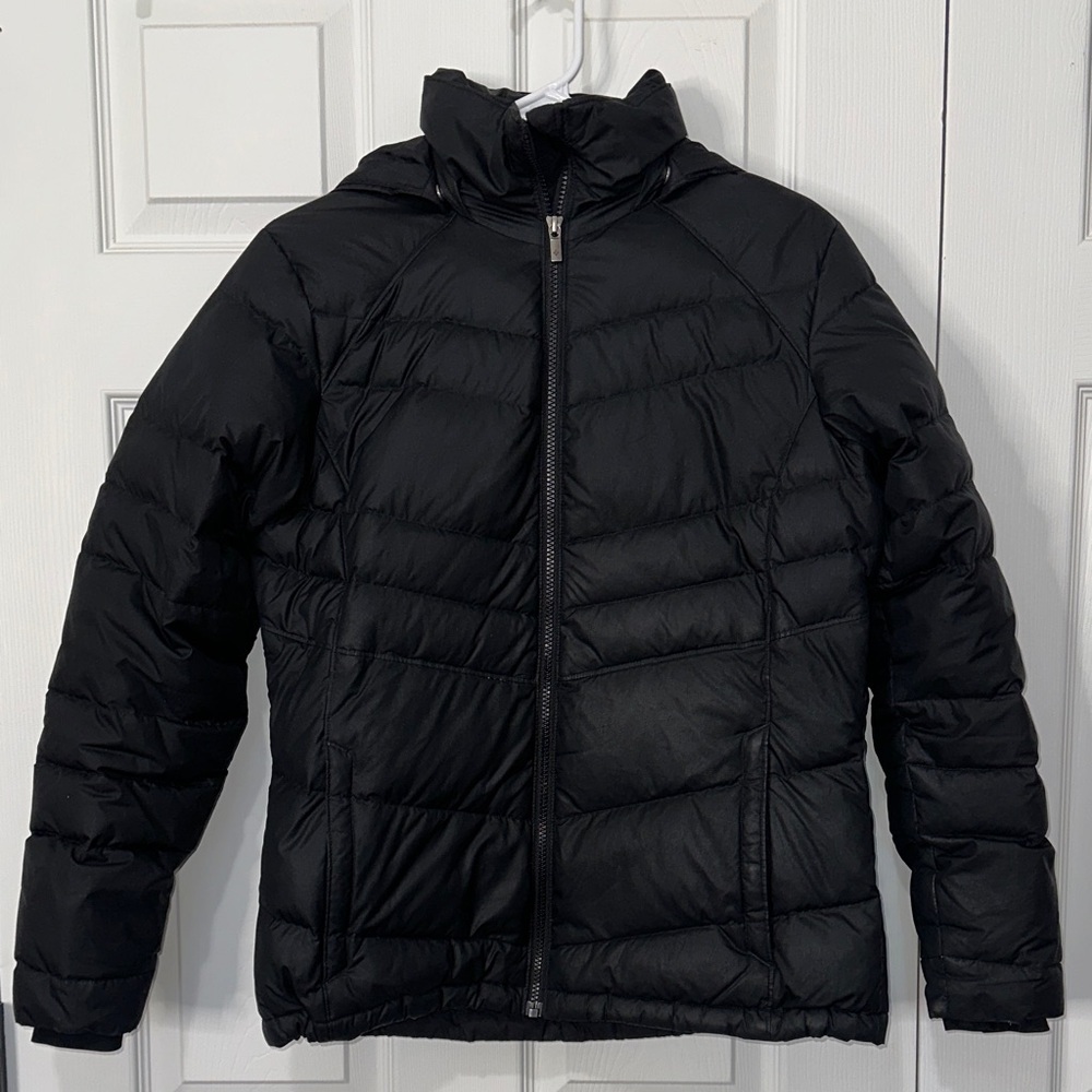 Columbia Black Hooded Feather and Duck Down Puffer Jacket
